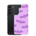 Stylish Aensland Samsung® Clear Case featuring playful bat design, perfect for protecting your phone outdoors.