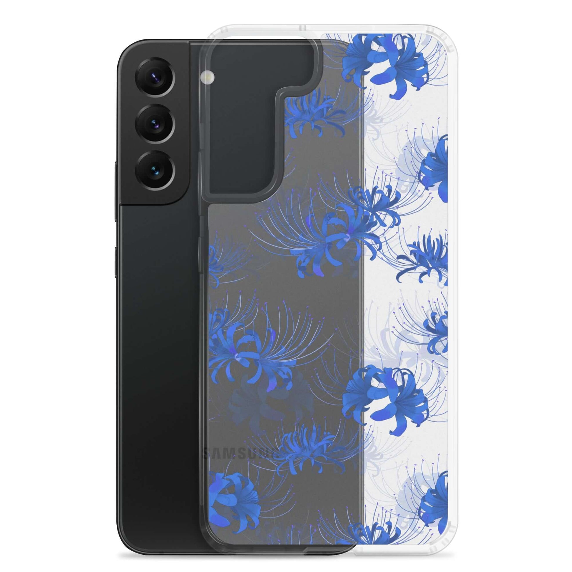 Higanbana Samsung® Clear Case featuring a floral design, protecting your device with style and elegance.