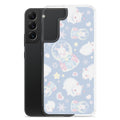 Snow Bunny Samsung® Clear Case showcases adorable bunnies, perfect for a cute pastel phone accessory.