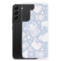 Snow Kitten Samsung® Clear Case showcases adorable kittens against a pastel background, perfect for any stylish outfit.