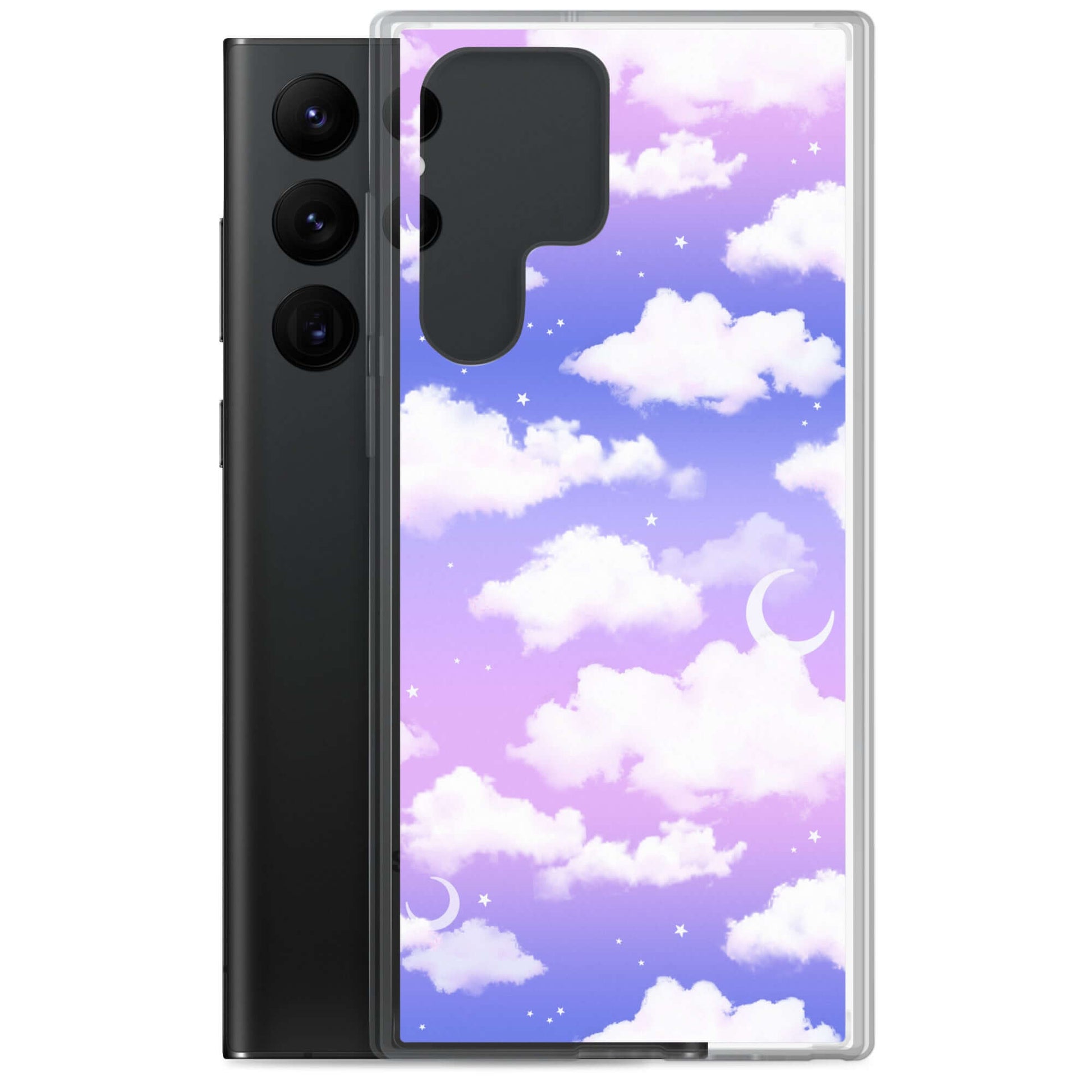 Cloudy Sky Samsung® Clear Case features a dreamy purple gradient, adding style while protecting your phone from damage.