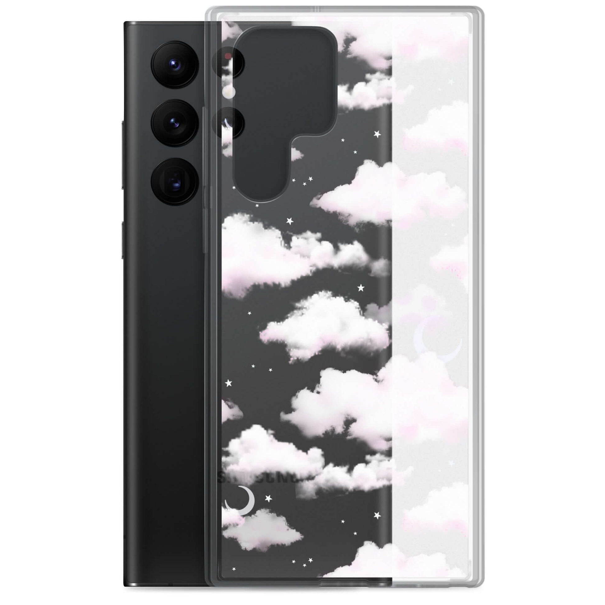 Cloudy Sky Samsung® Clear Case features a dreamy cloud design, offering sleek protection for your phone.