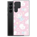 Cute Snow Bunny Samsung® Clear Case features adorable bunnies on a pastel pink background for stylish protection.