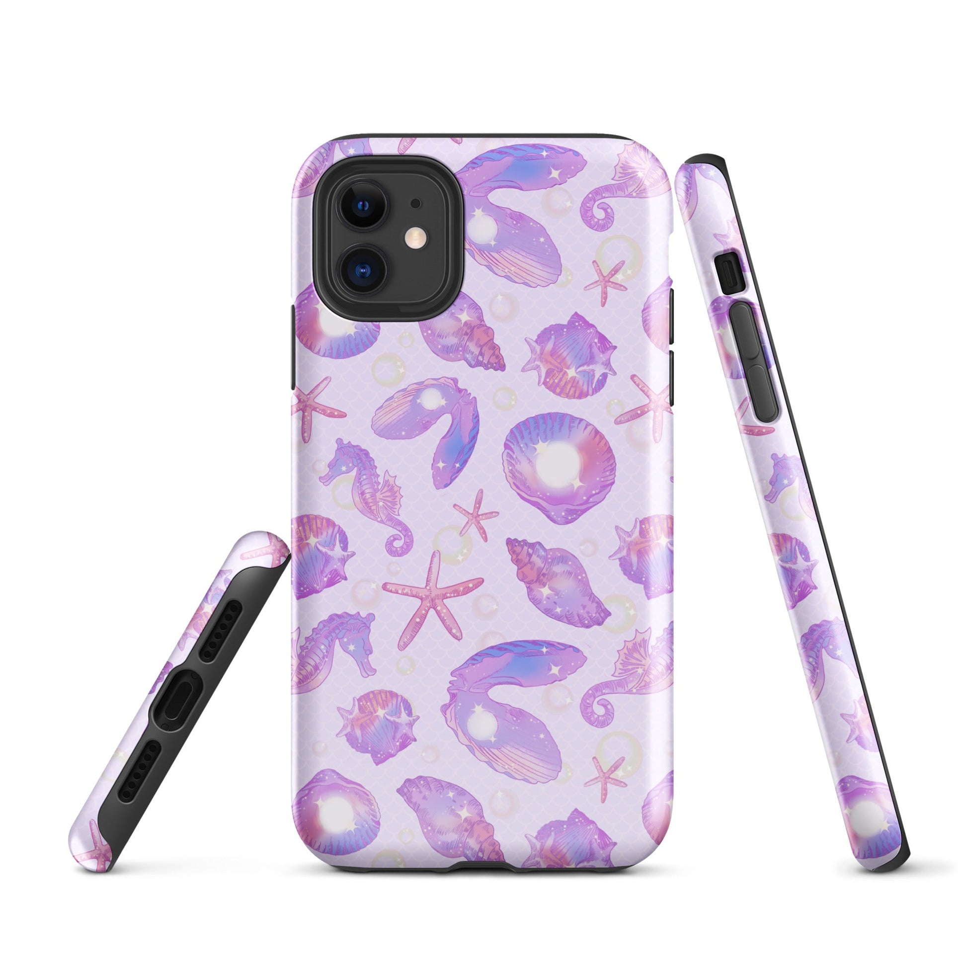 Stylish Sea Princess iPhone® Tough Case features a vibrant seashell design with durable, dual-layered protection.