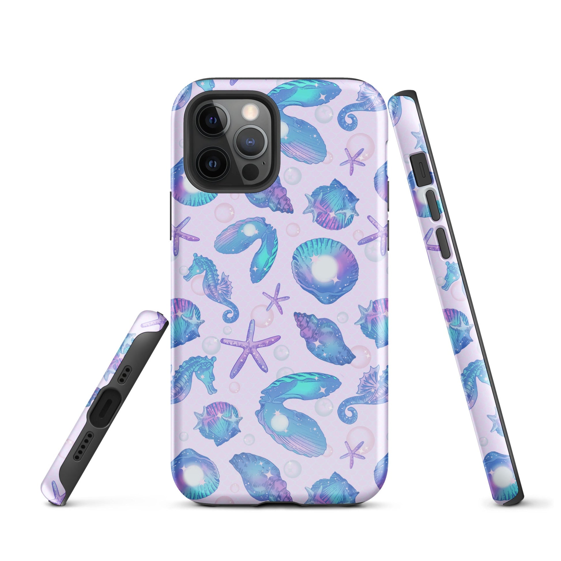 Stylish Sea Princess iPhone® Tough Case featuring a durable design with seashell patterns for ultimate phone protection.