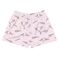 Snow Bird Athletic Short Shorts feature a soft, playful bird print, perfect for running or lounging, exclusively from Koibito Clothing.