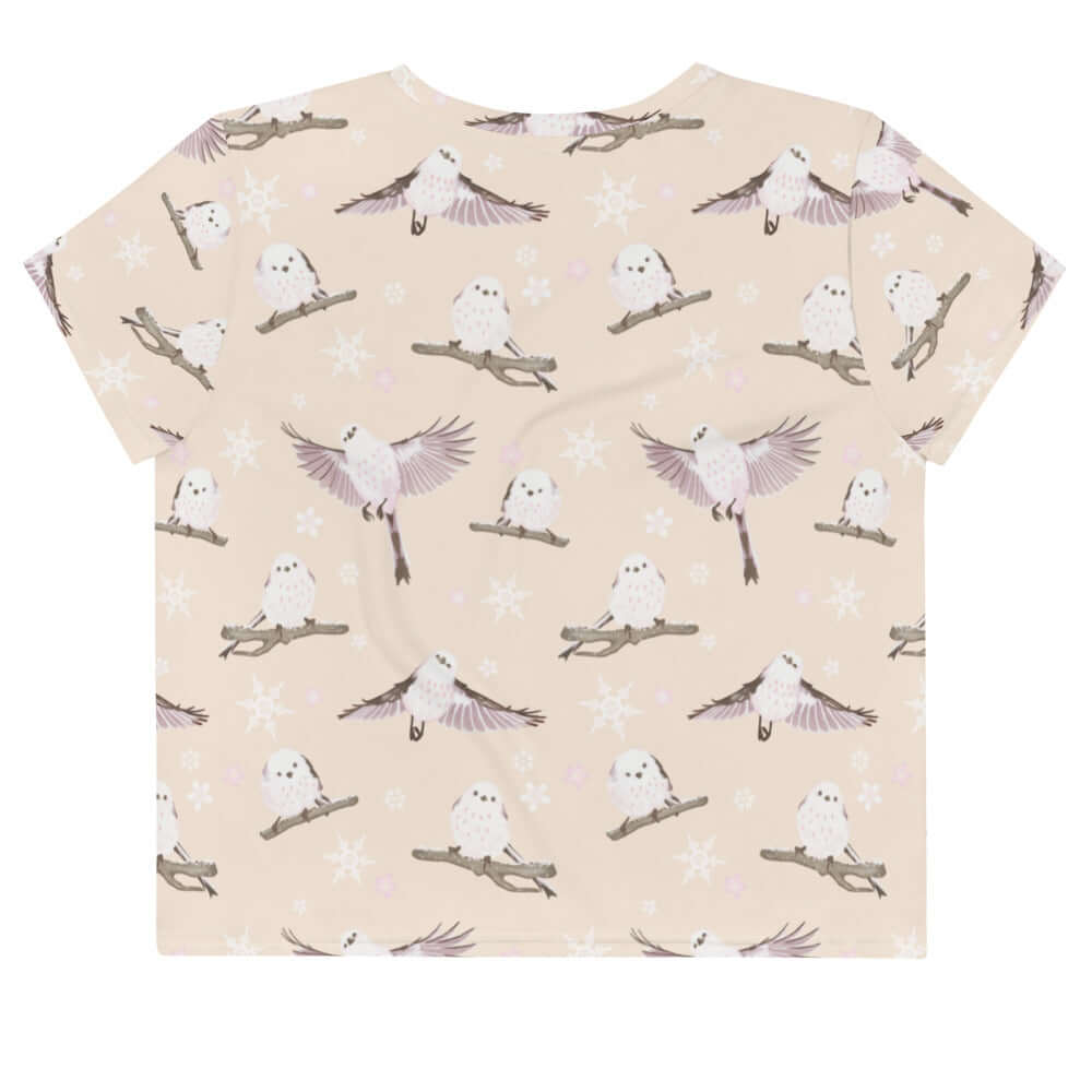 Cute Snow Bird Crop Top featuring playful bird designs, perfect for a cozy holiday vibe. Ideal for everyday wear!