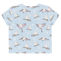 Charming Snow Bird Crop Top featuring cute birds and snowflakes, perfect for cozy holiday vibes.