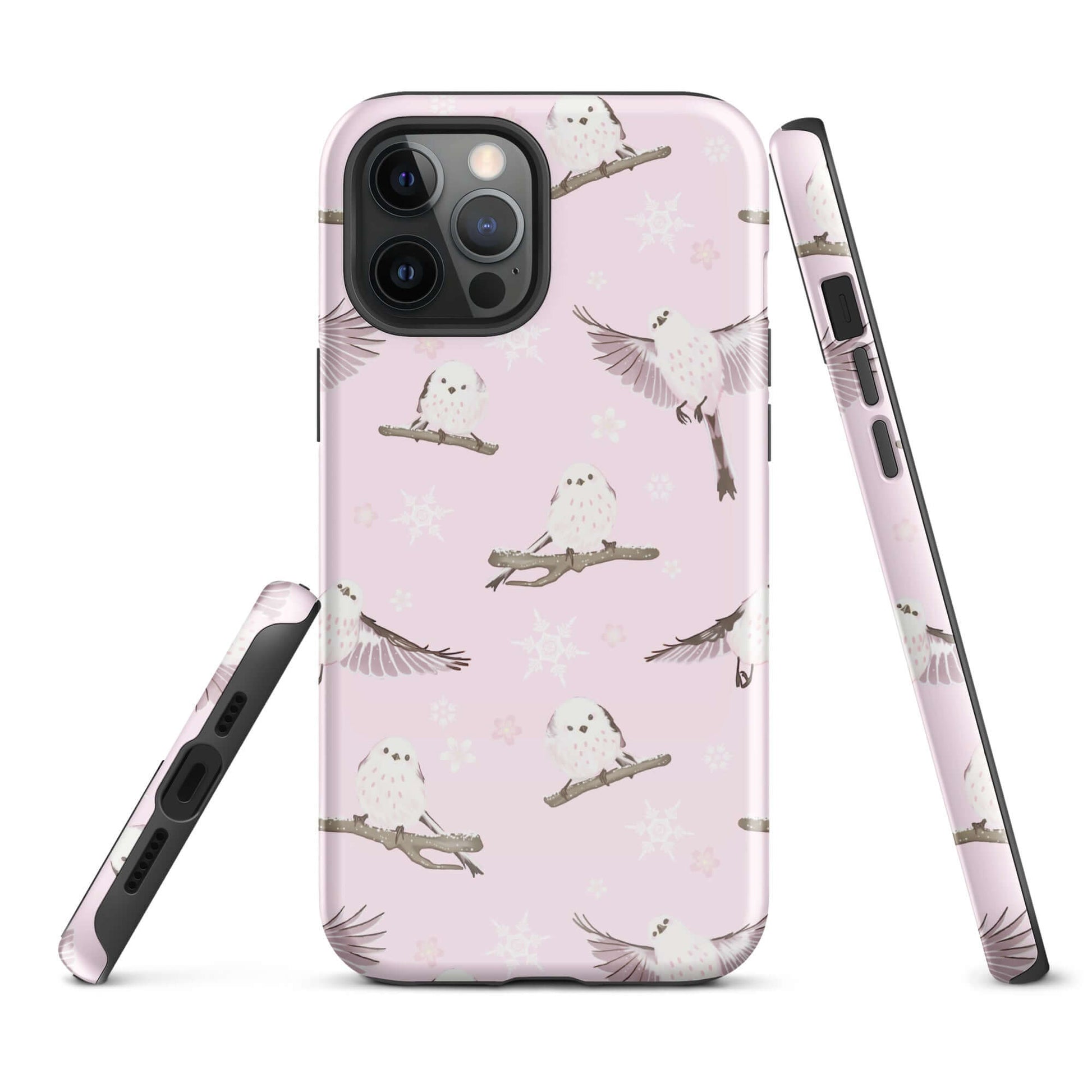 Stylish Snow Bird iPhone® Tough Case featuring a durable design for protection and a chic winter theme.