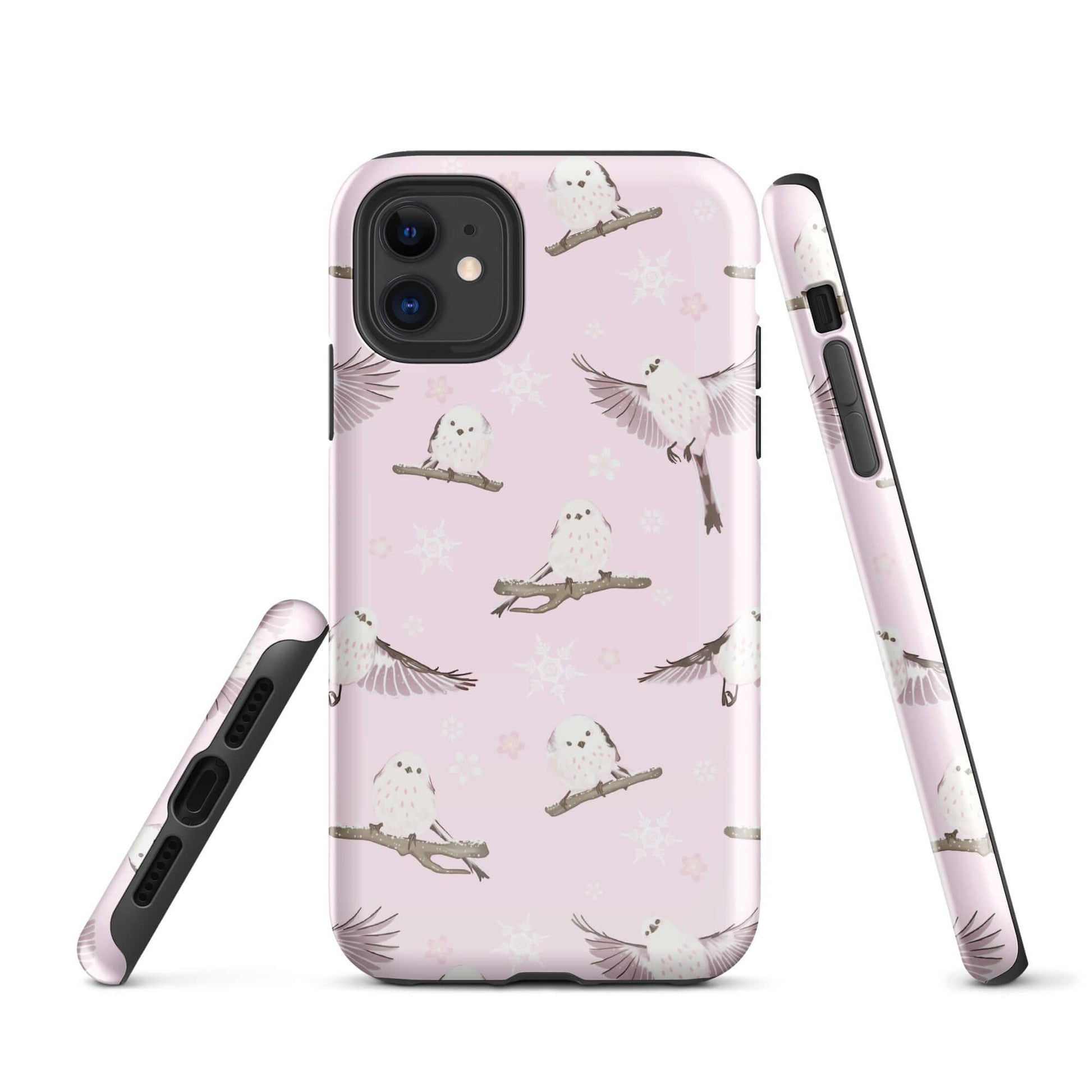 Snow Bird iPhone® Tough Case features an impact-resistant design with a charming bird pattern for stylish protection.