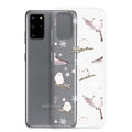 Cute Snow Bird Samsung® Clear Case featuring pastel birds and snowflakes, perfect for winter outings and gatherings.