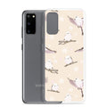 Snow Bird Samsung® Clear Case featuring cute pastel birds, perfect for winter outings and gatherings.