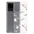 Snow Bird Samsung® Clear Case features adorable birds on a pastel design, perfect for winter outings and gatherings.