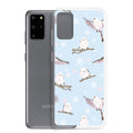 Cute Snow Bird Samsung® Clear Case featuring pastel birds, perfect for winter outings and stylish protection.