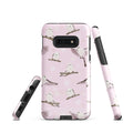 Stylish Snow Bird Samsung® Tough Case showcases cute owls on a pink background, providing durable phone protection.
