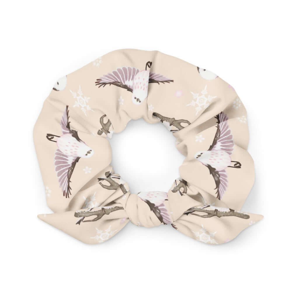 Snow Bird Scrunchie with a festive bird design, perfect for stylish outfits and holiday gifting.