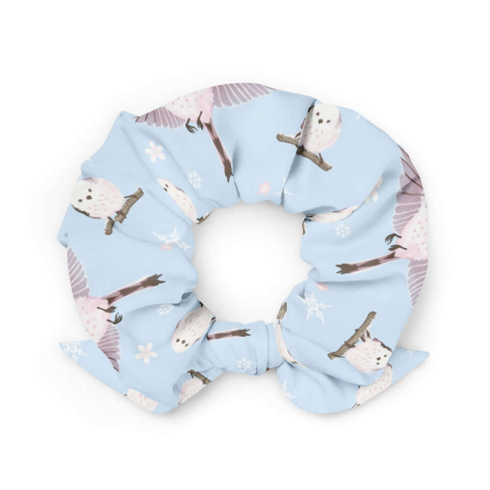 Bright and festive Snow Bird Scrunchie featuring charming birds, perfect for stylish outfits and holiday gifting.