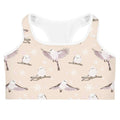 Snow Bird Sports bra featuring adorable bird patterns, perfect for stylish workouts and moisture-wicking comfort.