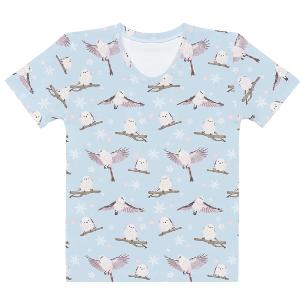 Cozy up in the Snow Bird T-shirt featuring adorable birds and a smooth, comfy fit, perfect for holiday vibes!
