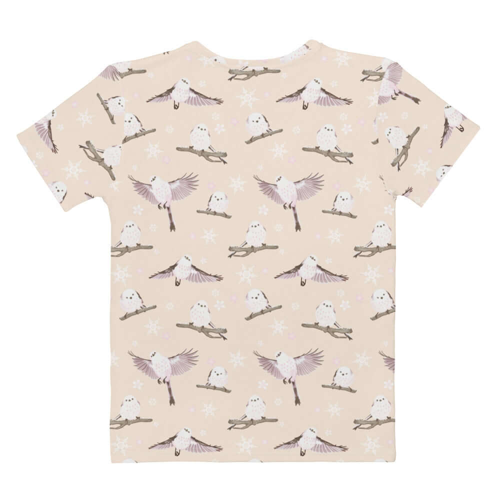 Cute Snow Bird T-shirt featuring adorable birds and snowflakes, perfect for cozy holiday vibes.