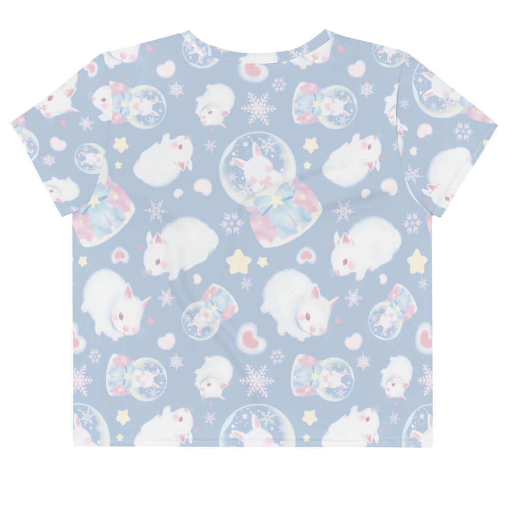 Stylish Snow Bunny Crop Top featuring a playful bunny print, perfect for casual outings or workouts.