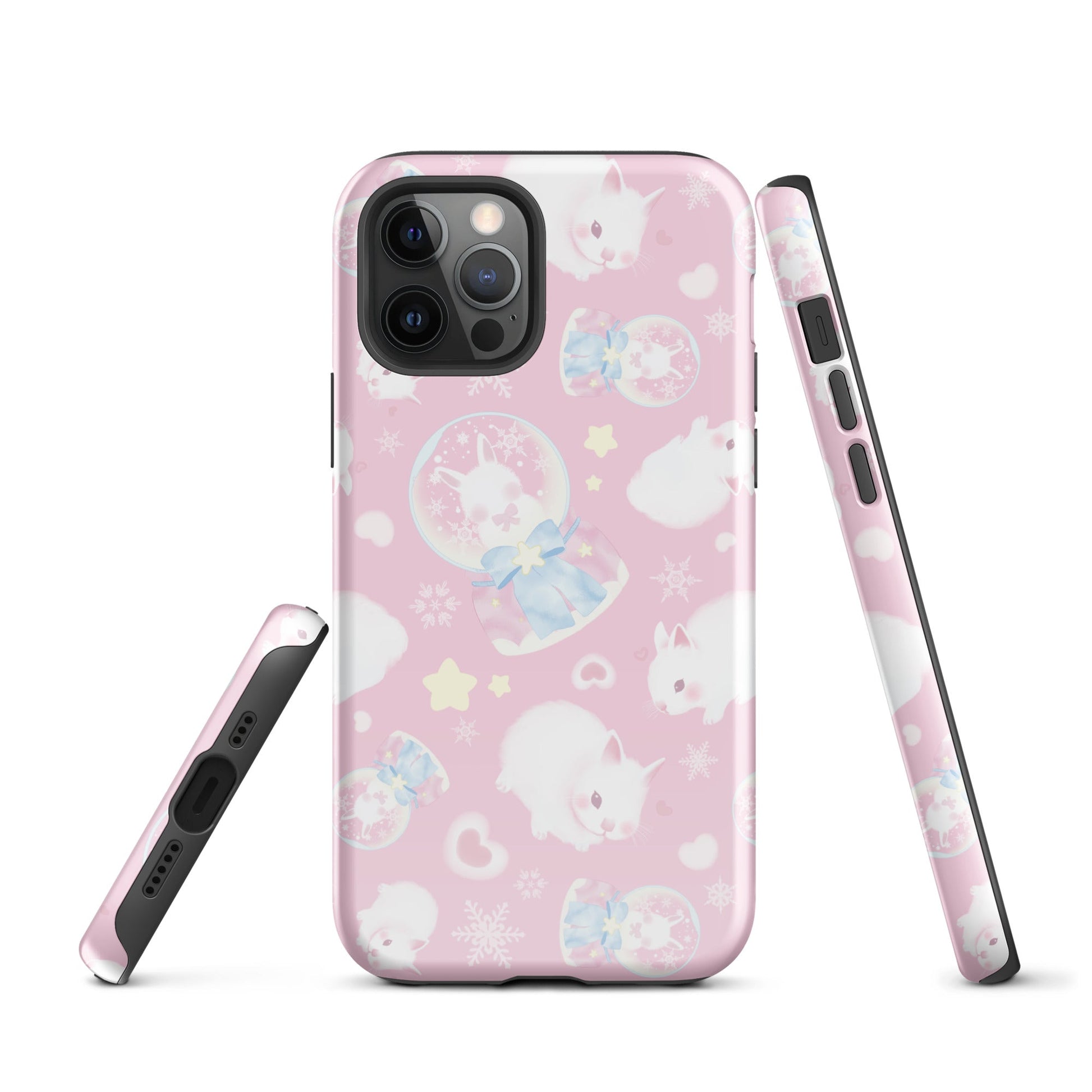 Stylish Snow Bunny iPhone® Tough Case with cute bunnies, providing durable protection for your device year-round.