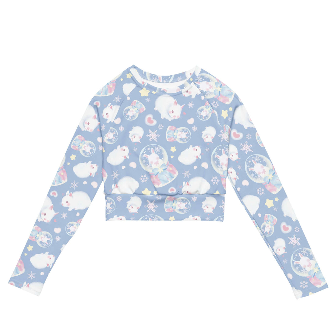 Snow Bunny Long-sleeved Crop Top features a playful design, eco-friendly fabric, and a comfortable fit for any activity.