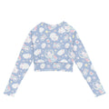Snow Bunny Long-sleeved Crop Top features a playful design and eco-friendly fabric, perfect for athleisure and sports.