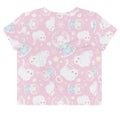 Sweet and feminine, the Snow Kitten Crop Top features adorable cat prints on a soft pink background. Perfect for any casual outing!