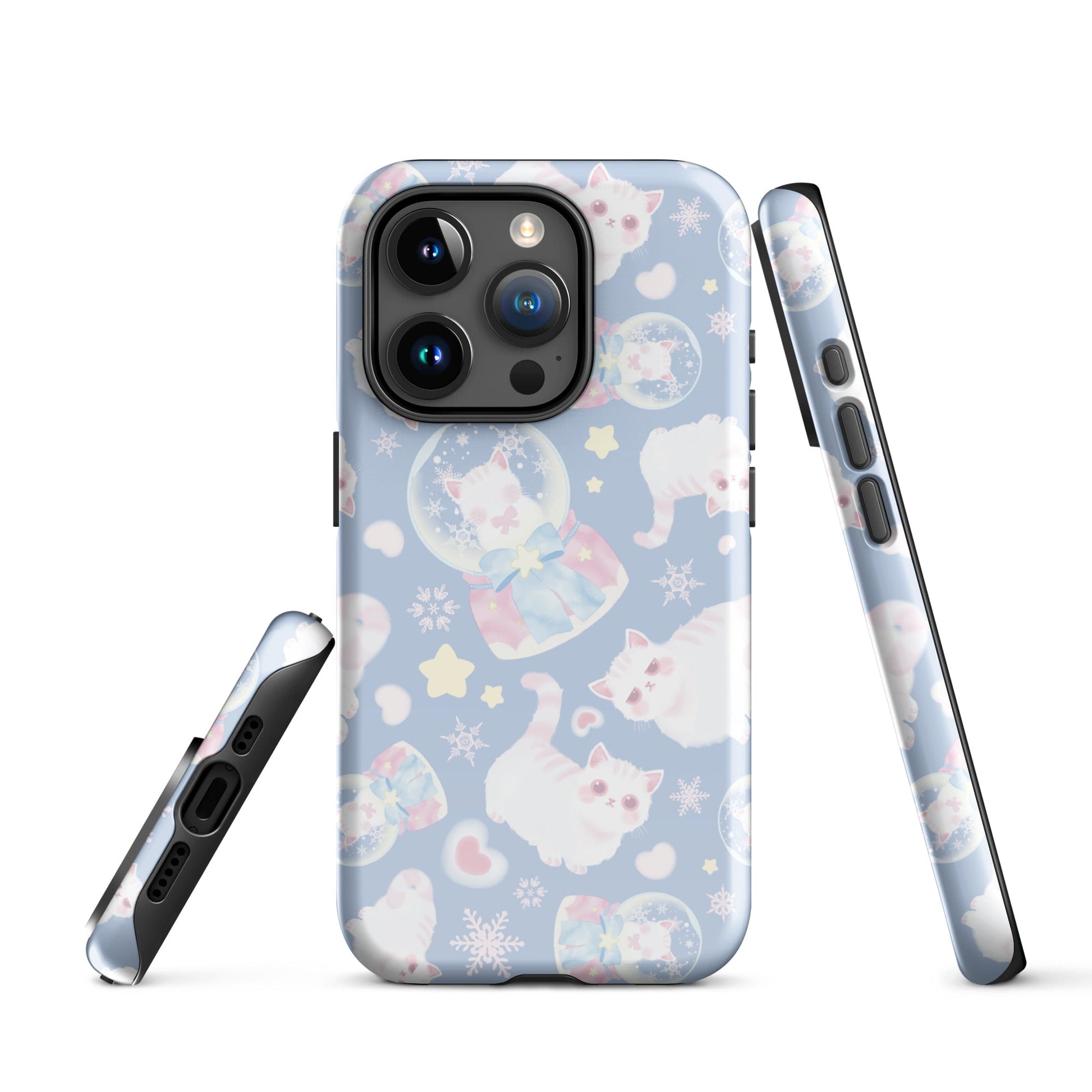 Stylish Snow Kitten iPhone® Tough Case offers durable protection with a dual-layer design for year-round safety.