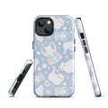 Stylish Snow Kitten iPhone® Tough Case featuring adorable kittens and snowflakes, perfect for year-round protection.