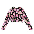 Stylish Strawberry Long-sleeved Crop Top in eco-friendly materials, perfect for sports or lounging comfortably.