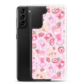 Stylish Strawberry Samsung® Clear Case featuring dessert designs, perfect for protecting your phone in style.