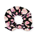 Trendy Strawberry Scrunchie featuring a playful dessert design, perfect for adding style to any outfit.