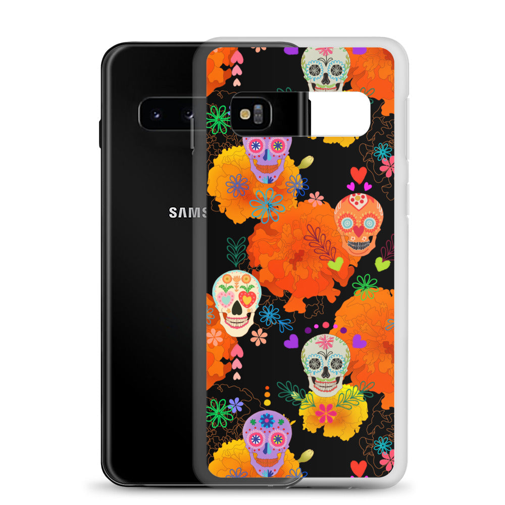 Colorful Sugar Skull Samsung® Clear Case with vibrant designs, offering stylish protection for your phone.