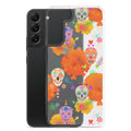 Colorful Sugar Skull Samsung® Clear Case with floral designs offers protection and style for your Galaxy device.
