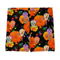 Vibrant Sugar Skull Shorts with colorful patterns, perfect for festive activities and comfortable everyday wear.