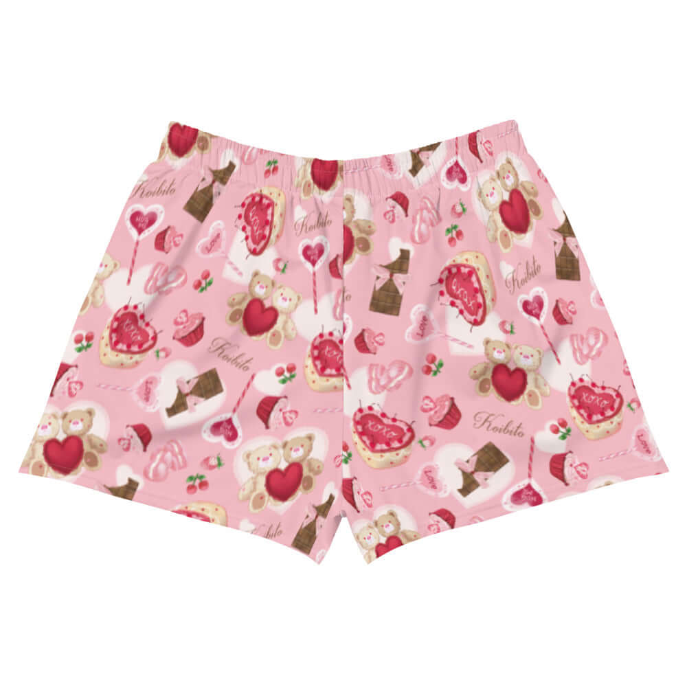 Sugar Sweetheart Athletic Short Shorts feature a playful design of treats and bears, perfect for comfort and style.
