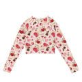Style up with the Sugar Sweetheart Long-sleeved Crop Top, featuring a playful print and eco-friendly fabric.
