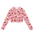 Sugar Sweetheart Long-sleeved Crop Top in pink features eco-friendly materials, perfect for athleisure or sports.