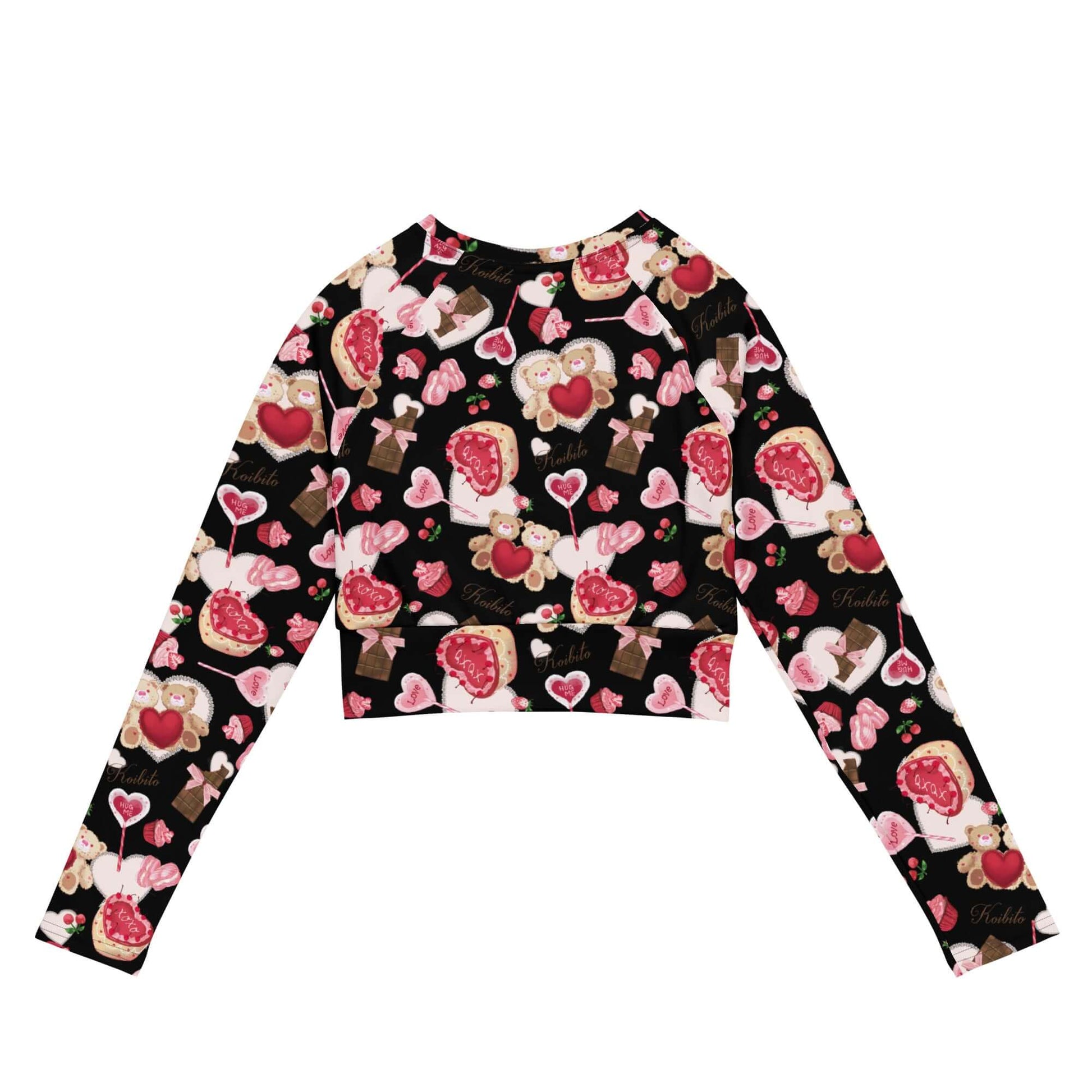 Stylish Sugar Sweetheart Long-sleeved Crop Top features eco-friendly fabric, perfect for athleisure or sports.