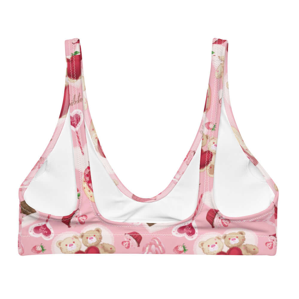 Stylish and comfy, the Sugar Sweetheart Padded Bikini Top features a fun print and removable pads for versatility.