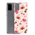 Cute Sugar Sweetheart Samsung® Clear Case featuring playful hearts and candies, perfect for Valentine's Day gifts.