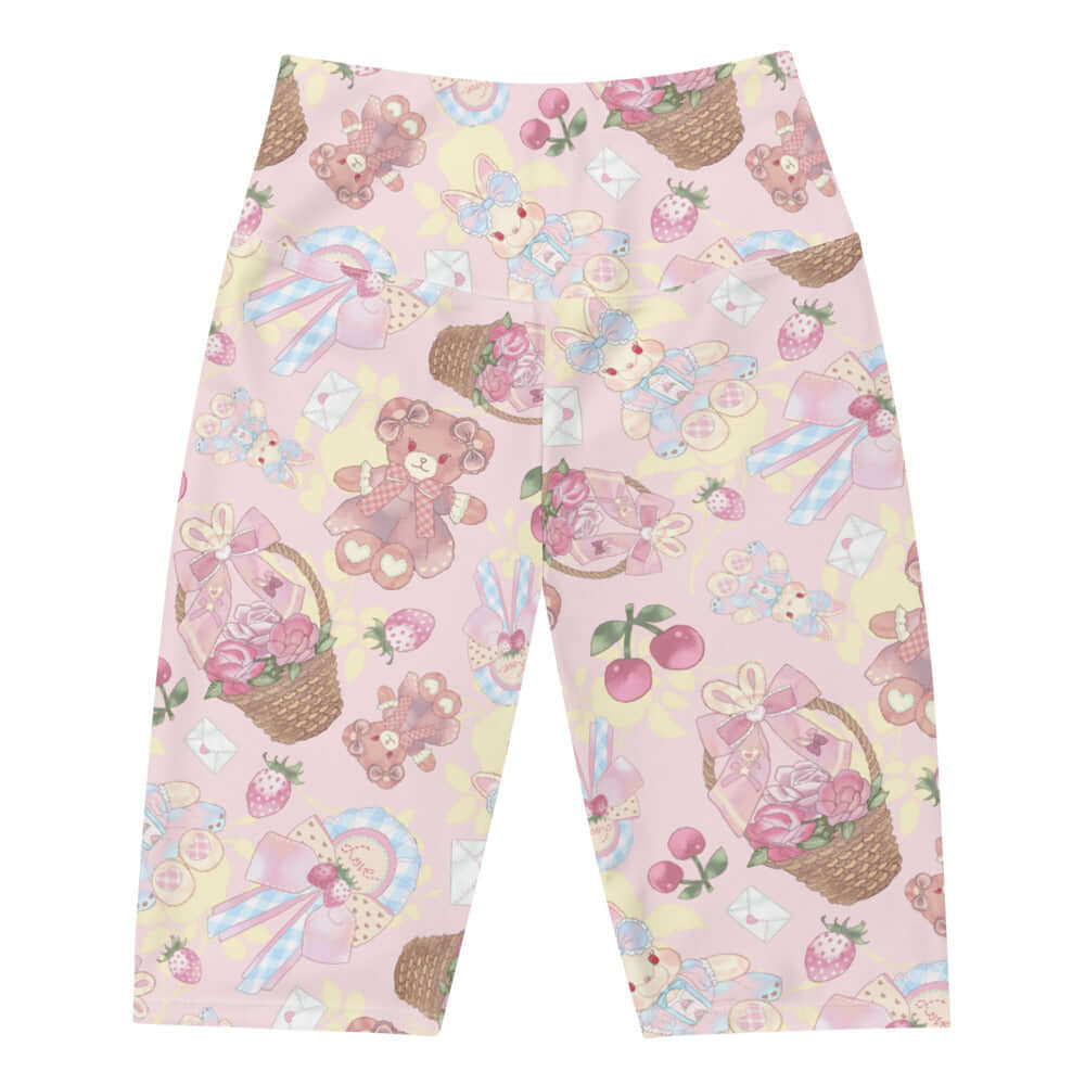 High-waisted Sweet Teddy Biker Shorts featuring a cute teddy bear print, perfect for style and comfort.