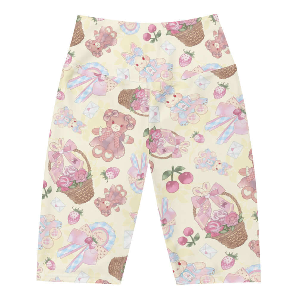 High-waisted Sweet Teddy Biker Shorts with cute bear prints for comfortable training and stylish workouts.
