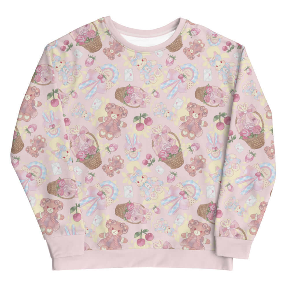 Pastel-colored Sweet Teddy Sweatshirt featuring cute teddy bear designs, perfect for a feminine touch in any outfit.