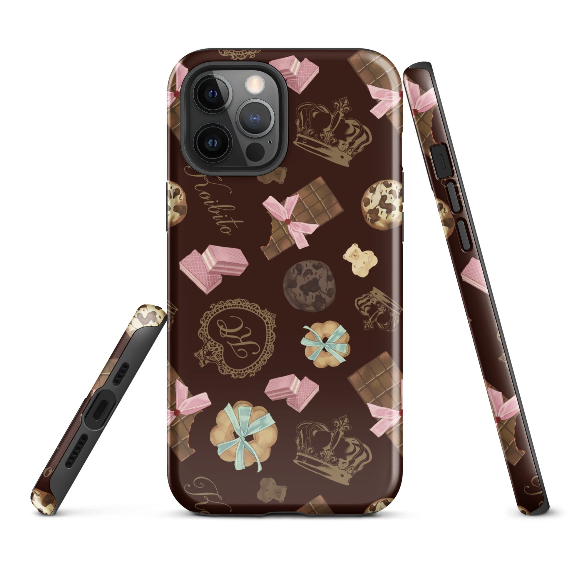 Stylish Royal Cookie iPhone® Tough Case featuring a chocolate-themed design for durable phone protection.