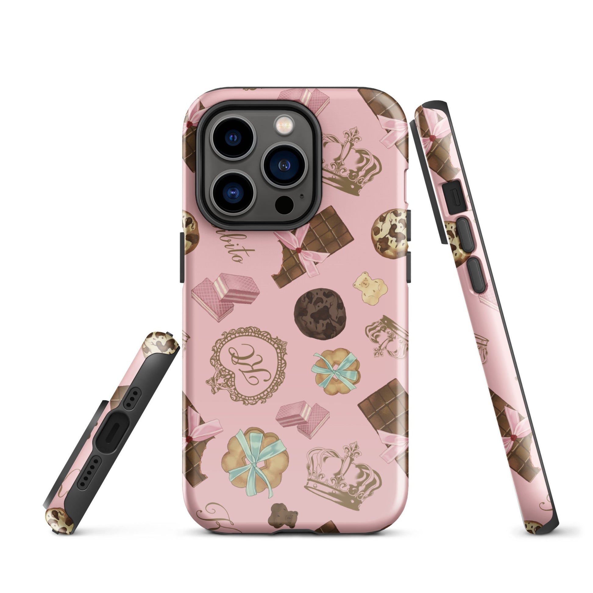 Royal Cookie iPhone® Tough Case features a stylish design with chocolate and crown motifs, perfect for protection and fashion.