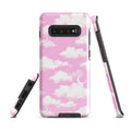 Cloudy Sky Samsung® Tough Case features a stylish pink cloud design, offering durable protection for your phone.