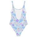 Colorful Under the Sea One-Piece Swimsuit featuring playful marine life, perfect for making a splash at the beach.